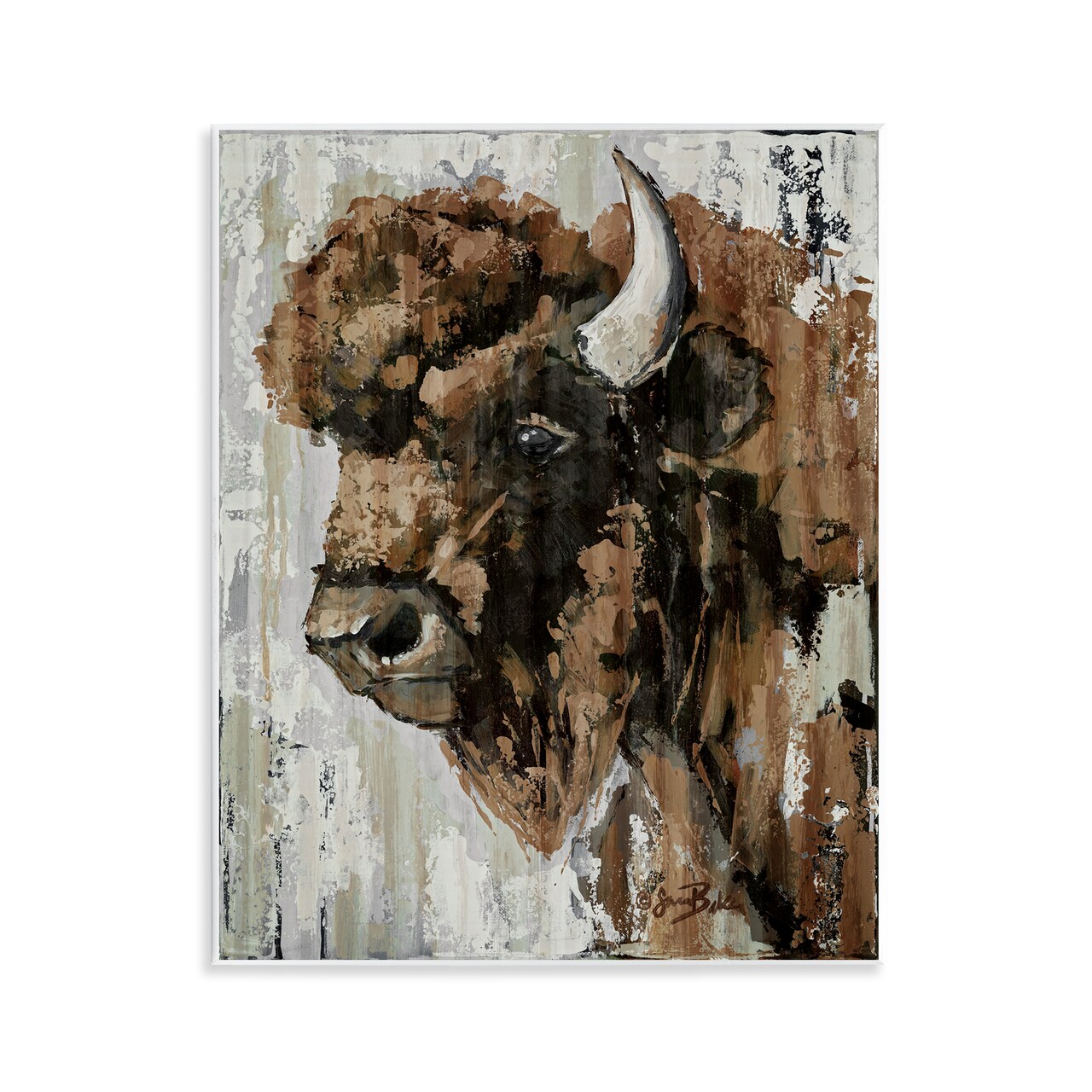 Stupell Industries Abstract Bison Visage Wall Plaque Design by Sara Baker